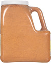 A plastic container filled with a brown powder likely a spice blend.