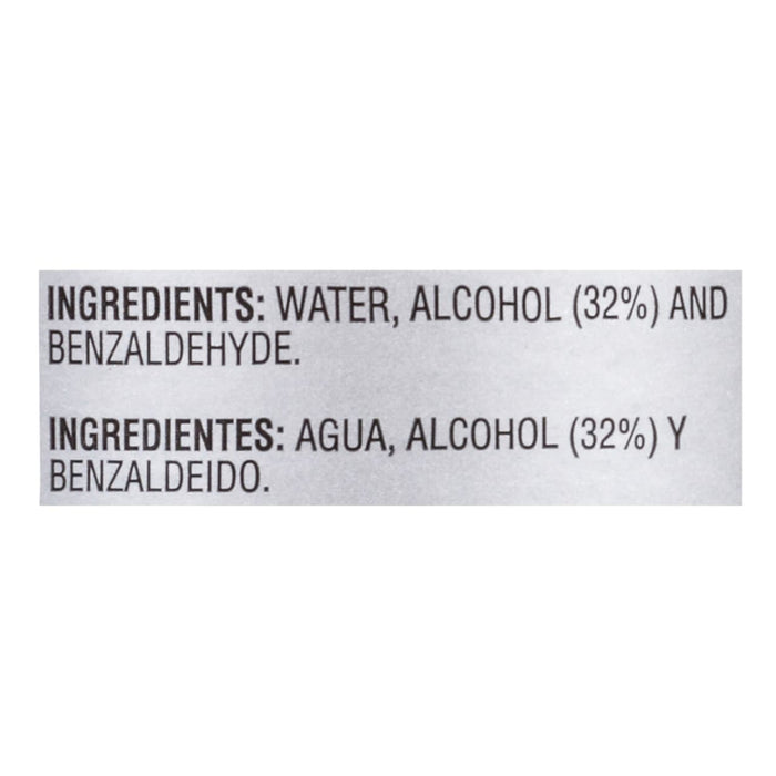 The ingredients for this product are water alcohol (32%) and benzaldehyde.