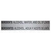 The ingredients for this product are alcohol water and oil of lemon.