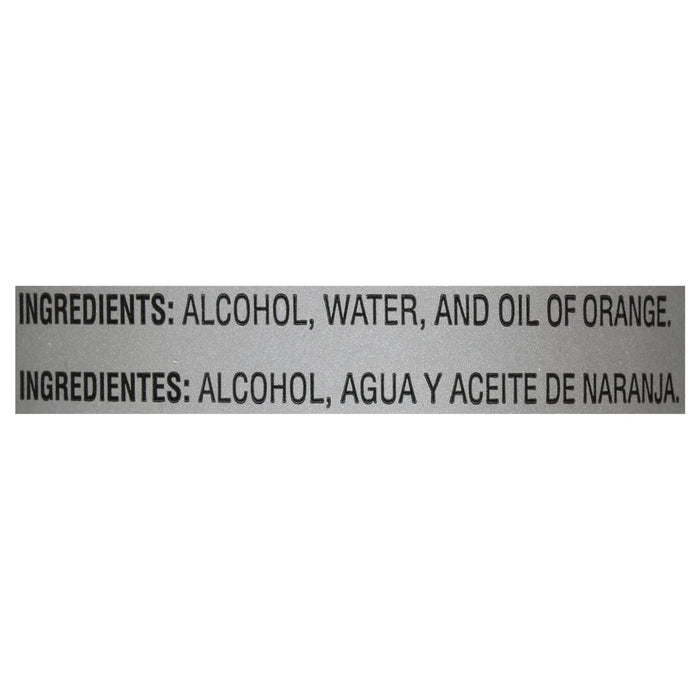 The ingredients for this product are alcohol water and oil of orange.