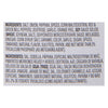 A list of ingredients for a product including salt onion paprika spices corn maltodextrin red and green bell peppers dextrose garlic orange peel soy sauce solids dehydrated Worcestershire sauce and more.