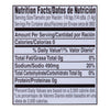 Nutrition facts label for a product with 0 calories 0g fat 490mg sodium 0g carbs and 0g protein.