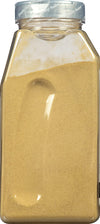 A glass jar filled with a light brown powder.