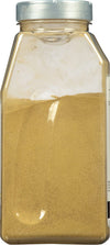 A clear plastic jar filled with a light brown powder.