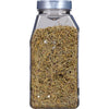 A glass jar filled with dried rosemary.