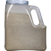 A clear plastic container filled with ground black pepper.