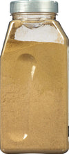 A glass jar filled with ground cumin.