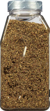 A clear jar filled with dried thyme.