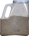 A clear plastic container filled with dried thyme.