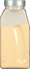 A clear plastic jar filled with a yellow powder.