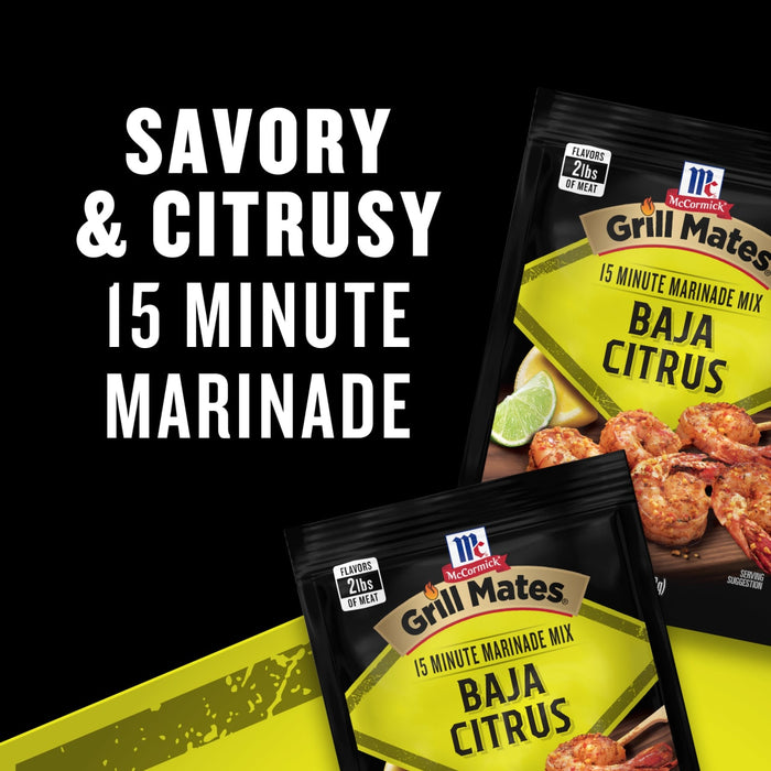 McCormick Grill Mates Baja Citrus 15 Minute Marinade is shown in this product image.