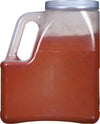 A clear plastic container filled with red chili powder.