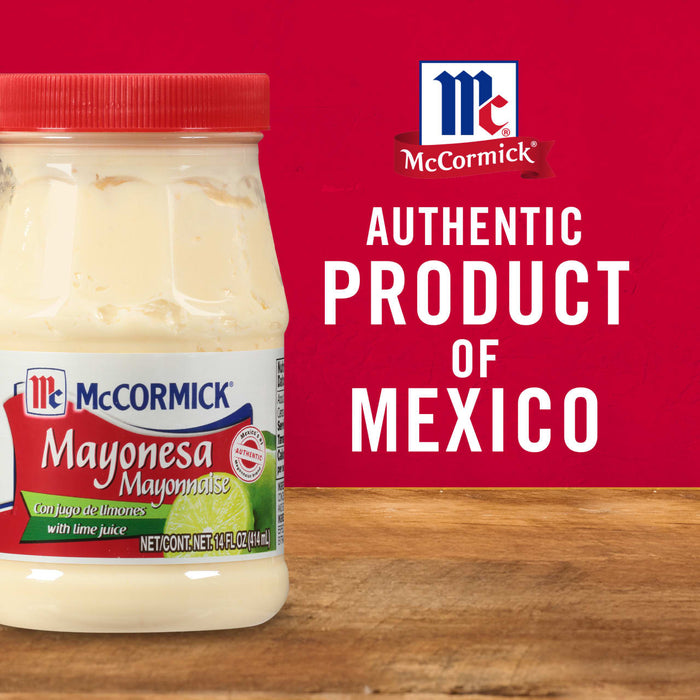 A jar of McCormick Mayonesa Mayonnaise with a lime wedge on the label.