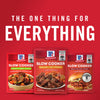 Three McCormick Slow Cooker seasoning packets for Hearty Beef Stew Savory Pot Roast and BBQ Pulled Pork.