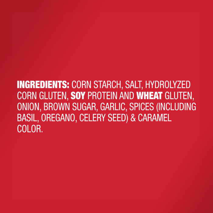 A list of ingredients for a product including corn starch salt soy protein and wheat gluten.