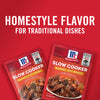 Two McCormick Slow Cooker Savory Pot Roast seasoning packets.