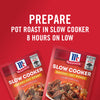 Two McCormick Slow Cooker Savory Pot Roast seasoning packets with an Instant Pot on the front.