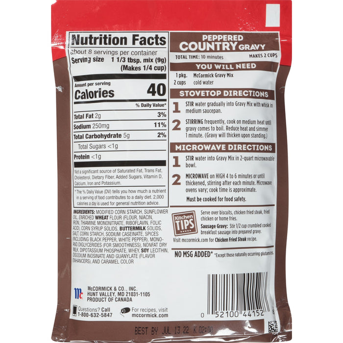 McCormick® Peppered Country Gravy Mix, 2.64 oz (6-Pack)