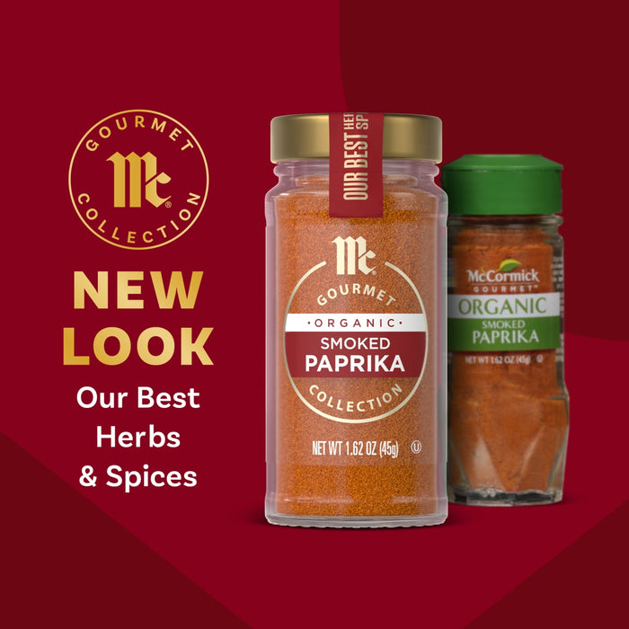 McCormick Gourmet Collection features a new look for their best herbs and spices, including smoked paprika and organic paprika.