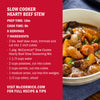 This image shows a recipe for McCormick Slow Cooker Hearty Beef Stew.