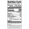 This is a nutrition facts label showing that one serving of the product contains 20 calories, 470mg of sodium, and 1g of added sugars.