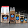 A variety of McCormick Montreal Steak Seasoning containers are displayed, showcasing different sizes for various cooking needs.