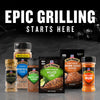 A variety of Grill Mates spices are displayed under the text Epic Grilling Starts Here.