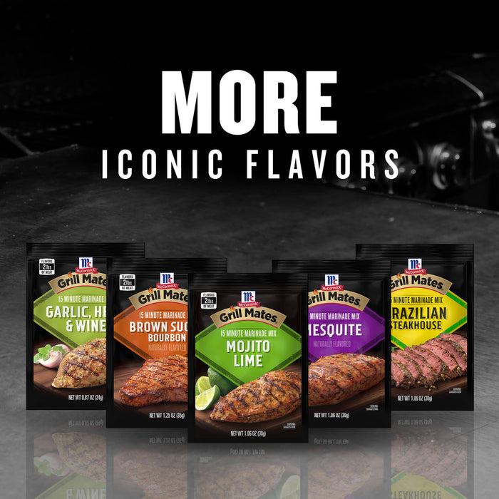 A variety of McCormick Grill Mates seasonings are displayed with the text More Iconic Flavors.