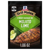 A packet of McCormick Grill Mates Mojito Lime 15-minute marinade mix is displayed.