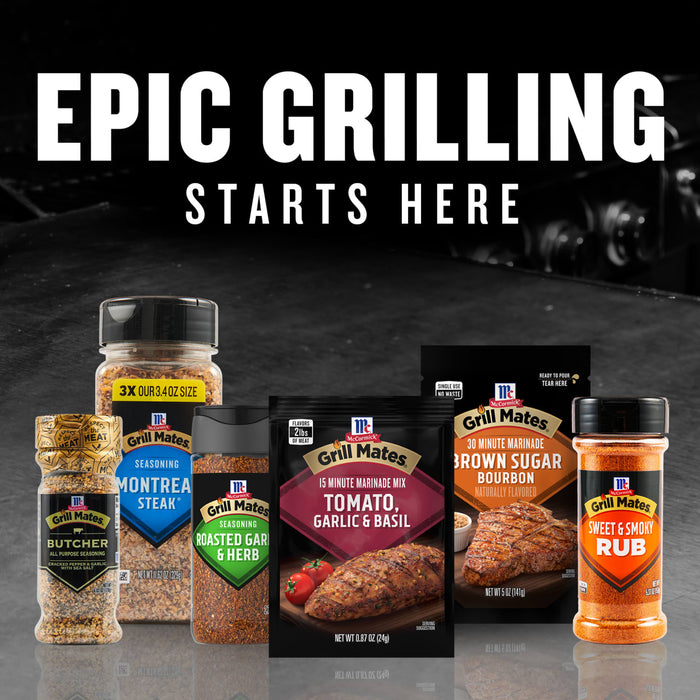 Epic Grilling Starts Here with a variety of Grill Mates seasonings.