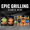A variety of Grill Mates seasonings and marinades are displayed under the text Epic Grilling Starts Here.