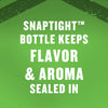 The image promotes a Snaptight bottle that keeps flavor and aroma sealed in.