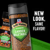 Two bottles of McCormick Grill Mates Garden Vegetable seasoning are shown with the text New Look Same Flavor!