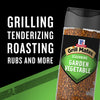 A bottle of McCormick Grill Mates Garden Vegetable Seasoning is displayed with text that reads Grilling Tenderizing Roasting Rubs and More.
