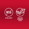 The image shows two icons indicating No MSG Added and Made with McCormick Spices.