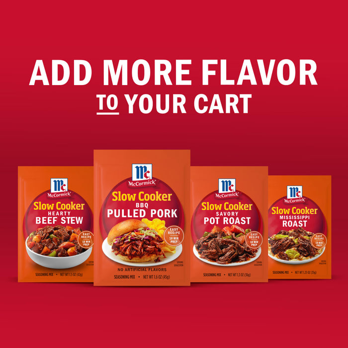 McCormick offers a variety of slow cooker seasoning mixes, including beef stew, pulled pork, and pot roast, to add more flavor to your cart.