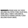 Ingredients for a product include brown sugar, salt, spices, onion, garlic, tomato, sunflower oil, paprika, and natural flavor.