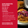 A McCormick Slow Cooker BBQ Pulled Pork recipe is shown with a sandwich topped with pulled pork and coleslaw.