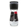 A McCormick Sea Salt grinder with a black top and a clear glass bottom filled with salt.