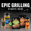 A variety of McCormick Grill Mates seasonings and marinades are displayed with the text Epic Grilling Starts Here above them.