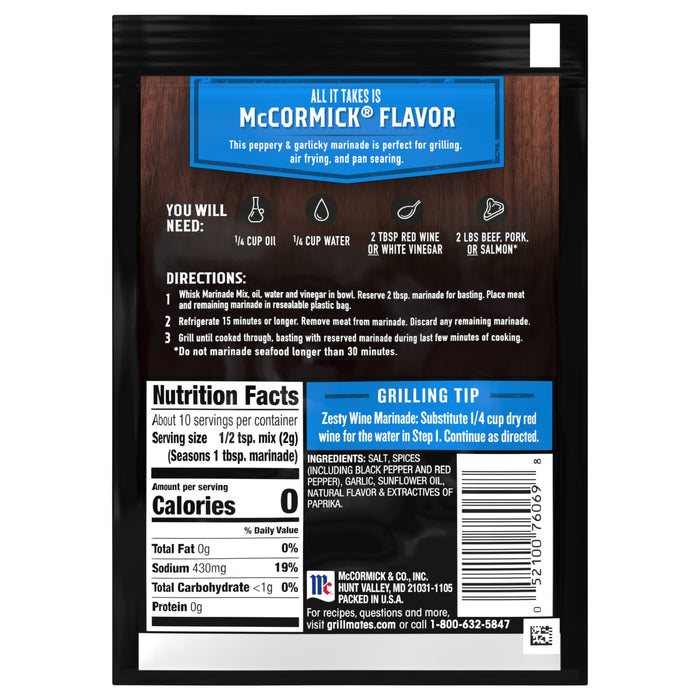 McCormick® Grill Mates® Montreal Steak Marinade Seasoning Mix, 0.71 oz (6-Pack)