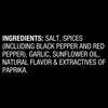 A list of ingredients for a product including salt spices garlic sunflower oil and paprika.