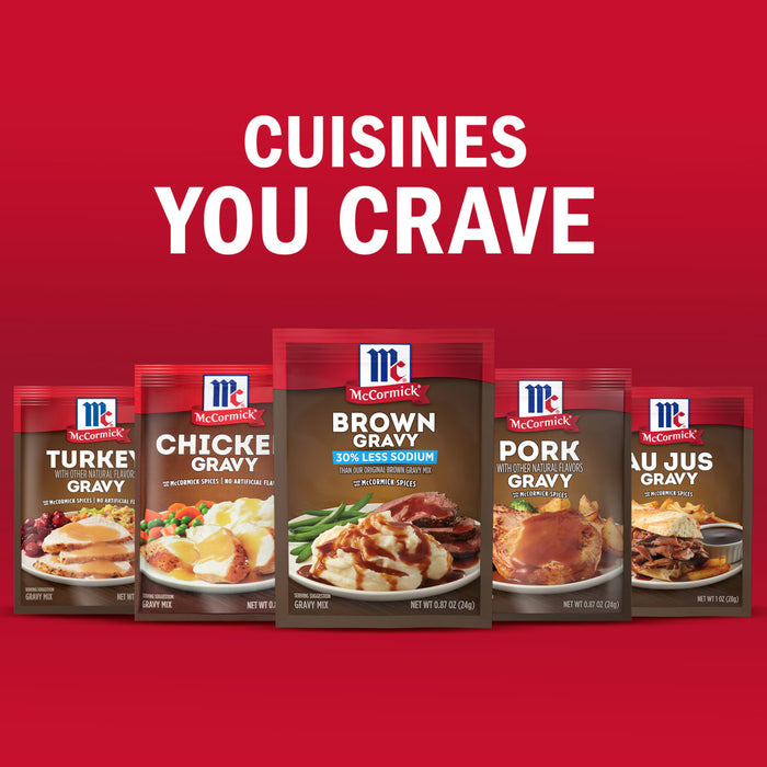 McCormick presents a variety of gravy mixes for cuisines you crave, including turkey, chicken, brown, pork, and country gravy.