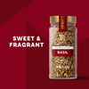 A jar of McCormick Basil with the words Sweet &amp; Fragrant on the side.