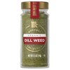 A jar of McCormick Gourmet Organic Dill Weed is displayed.