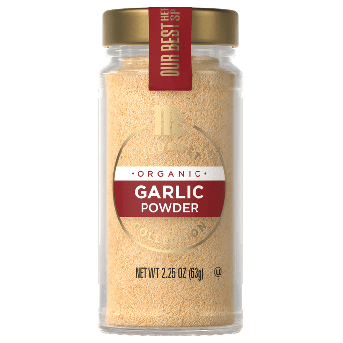 This is a jar of McCormick Organic Garlic Powder.