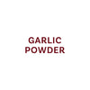 The image displays the text Garlic Powder in a dark red font.