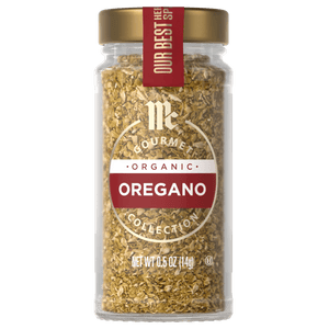 A jar of McCormick Organic Oregano.