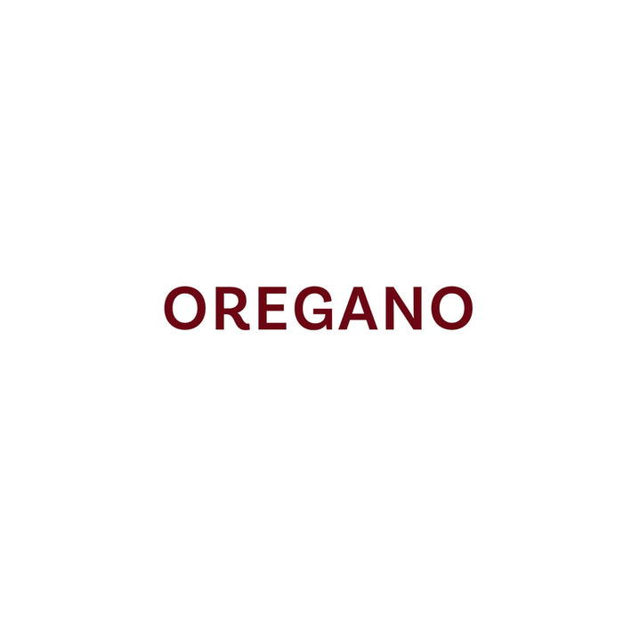 The image displays the word OREGANO in a simple, sans-serif font.