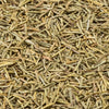 A close-up shows dried rosemary needles, commonly used as a culinary herb.